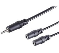 1aTTack.de Cavo adattatore splitter audio da 5 x 0,2 m - Jack da 3,5 mm nero a 2 prese jack da 3,5 mm, connettori stampati