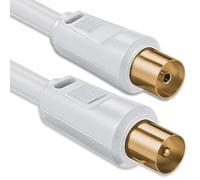 1aTTack.de Cavo antenna 1,5 metri 2x schermato placcato oro, spina coassiale > presa coassiale (completamente schermata) bianco St-Ku oro 85db