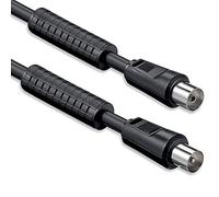 1aTTack.de Cavo antenna con guaina in ferrite filtro di corrente 1,5 metri 2x spina coassiale schermata > presa (completamente schermata) nero St-Ku con FE 85db