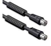 1aTTack.de Cavo antenna con guaina in ferrite filtro di corrente 7,5 metri 2x spina coassiale schermata > presa (completamente schermata) nero St-Ku con FE 85db