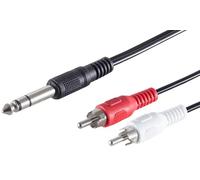 1aTTack.de Cavo audio jack da 6,3 mm nero a 2 RCA, 5 x 1,5 m, connettori stampati, contatti nichelati