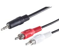 1aTTack.de Cavo audio stereo da 5 x 2,5 m - Jack da 3,5 mm nero a 2 connettori RCA, connettori stampati, contatti nichelati