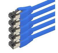 1aTTack.de Cavo di rete Cat 8, 0,25 m, Cat.8 Lan 2000 Mhz 40 Gbit s 40GBase-T Poe+, cavo patch Ethernet, LSZH, 5 x 0,25 m, blu