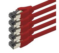 1aTTack.de Cavo di rete Cat 8, 0,25 m, Cat.8 Lan 2000 Mhz 40 Gbit s 40GBase-T Poe+, cavo patch Ethernet, LSZH, 5 x 0,25 m, rosso