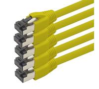 1aTTack.de Cavo di rete Cat 8, 2 m, CAT8, giallo, 5 pezzi, Cat.8, Lan 2000 Mhz 40 Gbit s 40GBase-T Poe+, cavo patch Ethernet, LSZH, 5 x 2 m, giallo