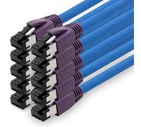 1aTTack.de Cavo di rete Cat.8 da 0,25 m Cavo CAT8 CAT 8 2000 MHz 40 Gbit s 40GBase-T Cavo patch Poe+ di fascia alta Cavo Ethernet AWG24 rame LSZH blu - 10 pezzi 0,25 m
