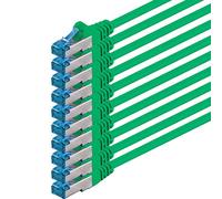 1aTTack.de, Cavo di rete CAT6a da 10 m, cavo di rete verde, cavo patch da 10000 Mbit/s, SFTP PIMF, 500 MHz, compatibile con CAT5, CAT6, CAT7, CAT8, per DSL, Internet, switch, router, set da 10 pezzi