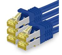 1aTTack.de Cavo di rete Ethernet Lan Cat.7 SFTP spina RJ45 Cat6a doppia schermatura 10000 Mbit/s compatibile con Cat5 Cat6 Cat6a Cat8 per switch Router Modem Patchpanel Blu / 5 pz 3 metri