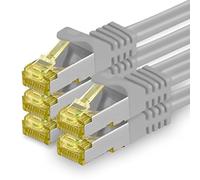 1aTTack.de Cavo di rete Ethernet Lan Cat.7 SFTP spina RJ45 Cat6a doppia schermatura 10000 Mbit/s compatibile con Cat5 Cat6 Cat6a Cat8 per switch Router Modem Patchpanel Grigio / 5 pz 2m