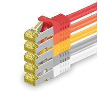 1aTTack.de Cavo di rete Ethernet Lan Cat.7 SFTP spina RJ45 Cat6a doppia schermatura 10000 Mbit/s compatibile con Cat5 Cat6 Cat6a Cat8 per switch Router Modem Patchpanel 5 colori 01-5 pz 0,25m