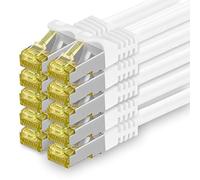 1aTTack.de Cavo di rete Ethernet Lan Cat.7 SFTP spina RJ45 Cat6a doppia schermatura 10000 Mbit/s compatibile con Cat5 Cat6 Cat6a Cat8 per switch Router Modem Patchpanel Bianco / 10 pz 2m