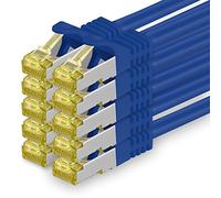 1aTTack.de Cavo di rete Ethernet Lan Cat.7 SFTP spina RJ45 Cat6a doppia schermatura 10000 Mbit/s compatibile con Cat5 Cat6 Cat6a Cat8 per switch Router Modem Patchpanel Blu / 10 pz 0,5m