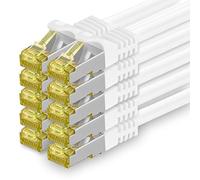1aTTack.de Cavo di rete Ethernet Lan Cat.7 SFTP spina RJ45 Cat6a doppia schermatura 10000 Mbit/s compatibile con Cat5 Cat6 Cat6a Cat8 per switch Router Modem Patchpanel Bianco / 10 pz 2m