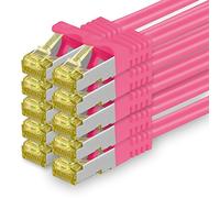 1aTTack.de Cavo di rete Ethernet Lan Cat.7 SFTP spina RJ45 Cat6a doppia schermatura 10000 Mbit/s compatibile con Cat5 Cat6 Cat6a Cat8 per switch Router Modem Patchpanel Magenta / 10 pz 0,5m