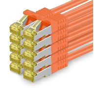 1aTTack.de Cavo di rete Ethernet Lan Cat.7 SFTP spina RJ45 Cat6a doppia schermatura 10000 Mbit/s compatibile con Cat5 Cat6 Cat6a Cat8 per switch Router Modem Patchpanel Arancione / 10 pz 0,5m
