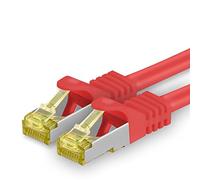 1aTTack.de Cavo di rete Ethernet Lan Cat.7 SFTP spina RJ45 Cat6a doppia schermatura 10000 Mbit/s compatibile con Cat5 Cat6 Cat6a Cat8 per switch Router Modem Patchpanel Rosso / 1 pz 0,25m