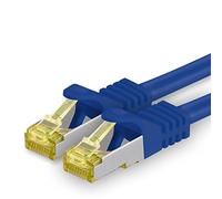 1aTTack.de Cavo di rete Ethernet Lan Cat.7 SFTP spina RJ45 Cat6a doppia schermatura 10000 Mbit/s compatibile con Cat5 Cat6 Cat6a Cat8 per switch Router Modem Patchpanel Blu / 1 pz 0,5m