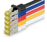 1aTTack.de Cavo di rete Ethernet Lan Cat.7 SFTP spina RJ45 Cat6a doppia schermatura 10000 Mbit/s compatibile con Cat5 Cat6 Cat6a Cat8 per switch Router Modem Patchpanel 5 colori 03-5 pz 2m