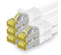 1aTTack.de Cavo di rete Ethernet Lan Cat.7 SFTP spina RJ45 Cat6a doppia schermatura 10000 Mbit/s compatibile con Cat5 Cat6 Cat6a Cat8 per switch Router Modem Patchpanel Bianco / 5 pz 10m