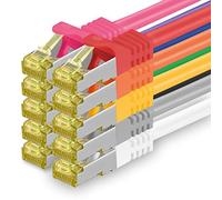 1aTTack.de Cavo di rete Ethernet Lan Cat.7 SFTP spina RJ45 Cat6a doppia schermatura 10000 Mbit/s compatibile con Cat5 Cat6 Cat6a Cat8 per switch Router Modem Patchpanel 10 colori - 10 pz 1m