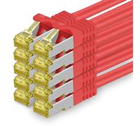 1aTTack.de Cavo di Rete Ethernet LAN Cat.7 SFTP Spina RJ45 Cat6a Doppia schermatura 10000 Mbit/s Compatibile con Cat5 Cat6 Cat6a Cat8 per Switch Router Modem Patchpanel Rosso / 10 pz 0,5m