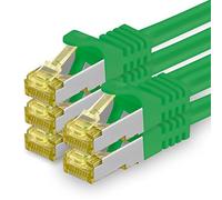 1aTTack.de Cavo di rete Ethernet Lan Cat.7 SFTP spina RJ45 Cat6a doppia schermatura 10000 Mbit/s compatibile con Cat5 Cat6 Cat6a Cat8 per switch Router Modem Patchpanel Verde / 5 pz 0,5m