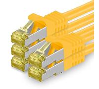 1aTTack.de Cavo di rete Ethernet Lan Cat.7 SFTP spina RJ45 Cat6a doppia schermatura 10000 Mbit/s compatibile con Cat5 Cat6 Cat6a Cat8 per switch Router Modem Patchpanel Giallo / 5 pz 0,25m