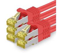 1aTTack.de Cavo di rete Ethernet Lan Cat.7 SFTP spina RJ45 Cat6a doppia schermatura 10000 Mbit/s compatibile con Cat5 Cat6 Cat6a Cat8 per switch Router Modem Patchpanel Rosso / 5 pz 0,5m