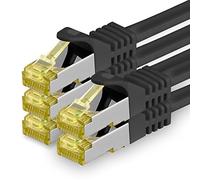 1aTTack.de Cavo di rete Ethernet Lan Cat.7 SFTP spina RJ45 Cat6a doppia schermatura 10000 Mbit/s compatibile con Cat5 Cat6 Cat6a Cat8 per switch Router Modem Patchpanel Nero / 5 pz 3 metri