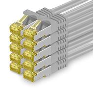 1aTTack.de Cavo di rete Ethernet Lan Cat.7 SFTP spina RJ45 Cat6a doppia schermatura 10000 Mbit/s compatibile con Cat5 Cat6 Cat6a Cat8 per switch Router Modem Patchpanel Grigio - 10 pezzi 2m