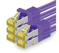 1aTTack.de Cavo di rete Ethernet Lan Cat.7 SFTP spina RJ45 Cat6a doppia schermatura 10000 Mbit/s compatibile con Cat5 Cat6 Cat6a Cat8 per switch Router Modem Patchpanel Viola / 5 pz 0,25m