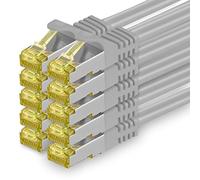 1aTTack.de Cavo di rete Ethernet Lan Cat.7 SFTP spina RJ45 Cat6a doppia schermatura 10000 Mbit/s compatibile con Cat5 Cat6 Cat6a Cat8 per switch Router Modem Patchpanel Grigio - 10 pezzi 0,25m