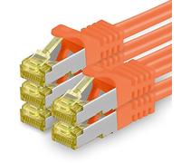 1aTTack.de Cavo di rete Ethernet Lan Cat.7 SFTP spina RJ45 Cat6a doppia schermatura 10000 Mbit/s compatibile con Cat5 Cat6 Cat6a Cat8 per switch Router Modem Patchpanel Arancione / 5 pz 0,25m