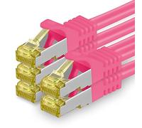 1aTTack.de Cavo di rete Ethernet Lan Cat.7 SFTP spina RJ45 Cat6a doppia schermatura 10000 Mbit/s compatibile con Cat5 Cat6 Cat6a Cat8 per switch Router Modem Patchpanel Magenta / 5 pz 0,5m