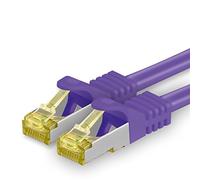 1aTTack.de Cavo di rete Ethernet Lan Cat.7 SFTP spina RJ45 Cat6a doppia schermatura 10000 Mbit/s compatibile con Cat5 Cat6 Cat6a Cat8 per switch Router Modem Patchpanel Viola / 1 pz 0,5m