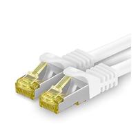 1aTTack.de Cavo di rete Ethernet Lan Cat.7 SFTP spina RJ45 Cat6a doppia schermatura 10000 Mbit/s compatibile con Cat5 Cat6 Cat6a Cat8 per switch Router Modem Patchpanel Bianco - 1 pezzo 0,5m
