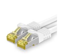 1aTTack.de Cavo di rete Ethernet Lan Cat.7 SFTP spina RJ45 Cat6a doppia schermatura 10000 Mbit/s compatibile con Cat5 Cat6 Cat6a Cat8 per switch Router Modem Patchpanel Bianco - 1 pezzo 1m