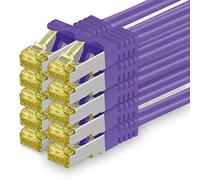 1aTTack.de Cavo di rete Ethernet Lan Cat.7 SFTP spina RJ45 Cat6a doppia schermatura 10000 Mbit/s compatibile con Cat5 Cat6 Cat6a Cat8 per switch Router Modem Patchpanel Viola / 10 pz 0,25m