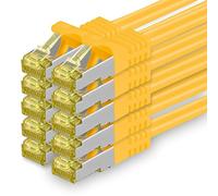 1aTTack.de Cavo di rete Ethernet Lan Cat.7 SFTP spina RJ45 Cat6a doppia schermatura 10000 Mbit/s compatibile con Cat5 Cat6 Cat6a Cat8 per switch Router Modem Patchpanel Giallo / 10 pz 2m
