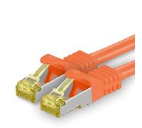 1aTTack.de Cavo di rete Ethernet Lan Cat.7 SFTP spina RJ45 Cat6a doppia schermatura 10000 Mbit/s compatibile con Cat5 Cat6 Cat6a Cat8 per switch Router Modem Patchpanel Arancione / 1 pz 5m