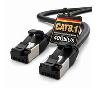 1aTTack.de Cavo di rete LAN Cat 8.1 da 0,5 m (1 pezzo) Cavo Ethernet Cat 8 con connettore RJ45 Sottile e sottile con velocità di trasmissione di 40 Gbps Nero 0,5 metri