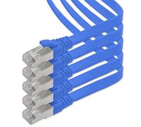 1aTTack.de Cavo di rete piatto Cat.7 Gigabit Ethernet Lan (RJ45), 10Gbit/s, compatibile con Cat.5 -Cat.5e - Cat.6 Blu / 5 pz 3 m