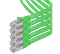 1aTTack.de Cavo di rete piatto Cat.7 Gigabit Ethernet Lan (RJ45), 10Gbit/s, compatibile con Cat.5 -Cat.5e - Cat.6 Verde / 5 pz 3 m