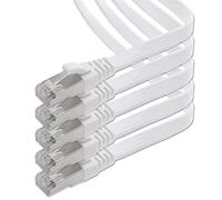 1aTTack.de Cavo di rete piatto Cat.7 Gigabit Ethernet Lan (RJ45), 10Gbit/s, compatibile con Cat.5 -Cat.5e - Cat.6 Bianco / 5 pz 3 m