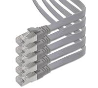 1aTTack.de Cavo di rete piatto Cat.7 Gigabit Ethernet Lan (RJ45), 10Gbit/s, compatibile con Cat.5 -Cat.5e - Cat.6 Grigio / 5 pz 3 m