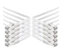 1aTTack.de Cavo di rete piatto Cat.7 Gigabit Ethernet Lan (RJ45), 10Gbit/s, compatibile con Cat.5 -Cat.5e - Cat.6 Bianco / 10 pz 0,5 m