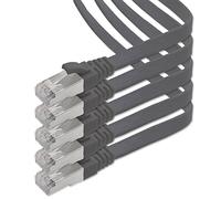 1aTTack.de Cavo di rete piatto Cat.7 Gigabit Ethernet Lan (RJ45), 10Gbit/s, compatibile con Cat.5 -Cat.5e - Cat.6 Nero / 5 pz 0,5 m
