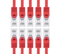 1aTTack.de® Cavo ethernet Gigabit categoria 7 con plug RJ45 categoria 6a (doppia schermatura), 500 MHz Rosso / 10 pz 0,5 m
