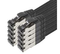 1aTTack.de - Cavo patch cat. 6 A, in tessuto, rivestimento in cotone, da 500 Mhz, 10 Gb Nero / 10 pz 2 m