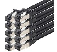 1aTTack.de Cavo patch Cat 8 piatto nero 40 Gigabit cavo di rete Ethernet LAN 40 Gbps 2000 MHz cavo patch Cat8 LSZH TPE PIMF Rj45 maschio 10 pezzi - 0,25 m
